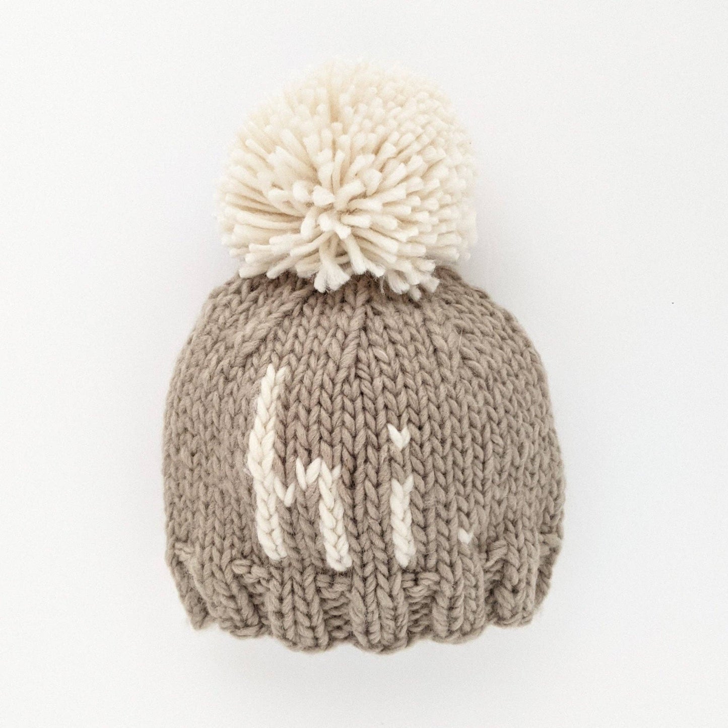 'hi.' - Pebble Brown Hand-Knit Newborn Beanie Hat