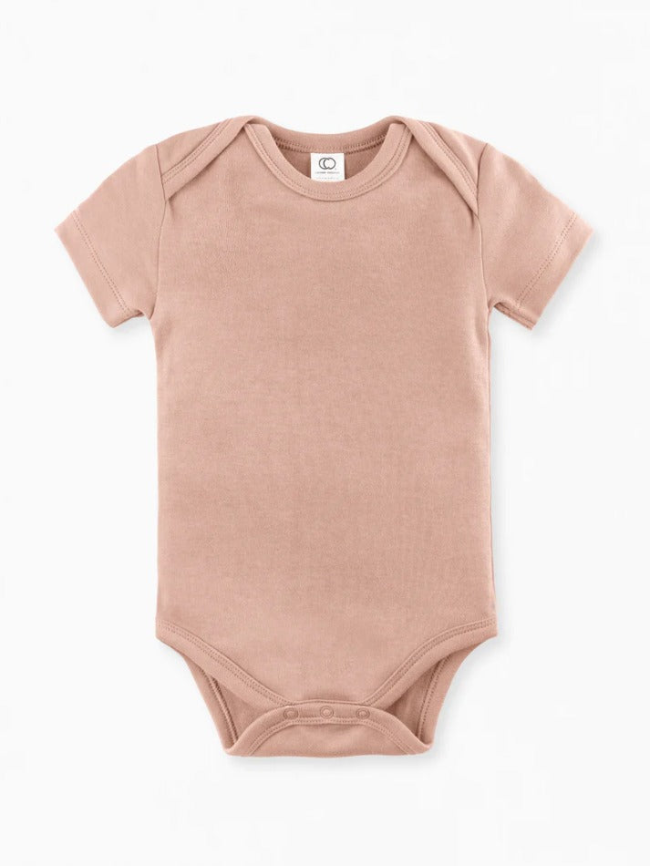 Organic Cotton Short Sleeve Bodysuit - Blush