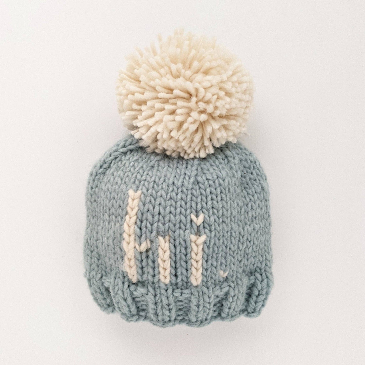 'hi.' - Surf Blue Hand-Knit Newborn Beanie Hat