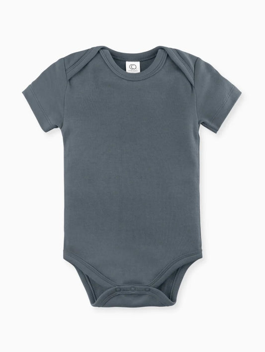 Organic Cotton Short Sleeve Bodysuit - Harbor Blue