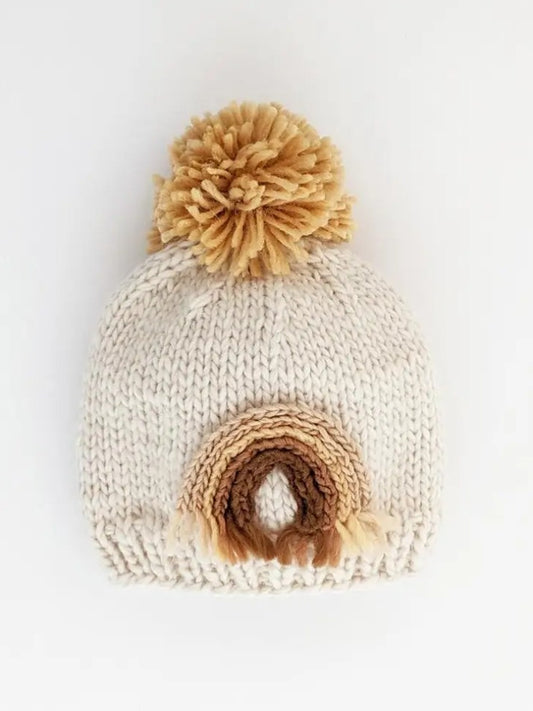 Golden Rainbow Knit Beanie Hat